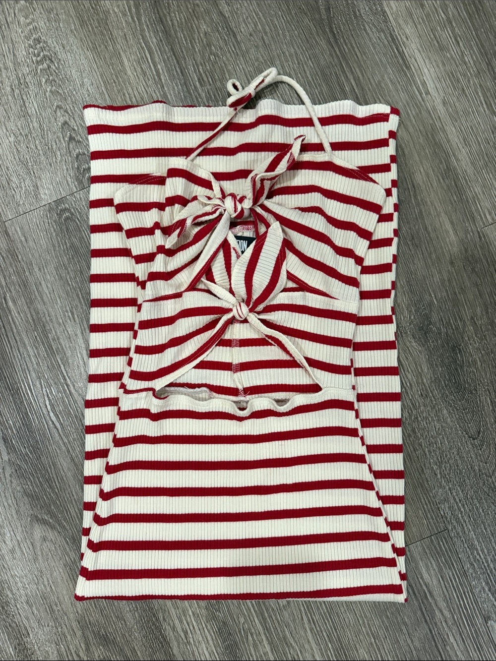 Reformation Ibiza striped tie up cutout midi dress red white stripes small - Picture 6 of 6